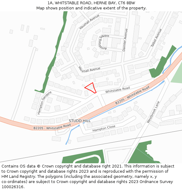 1A, WHITSTABLE ROAD, HERNE BAY, CT6 8BW: Location map and indicative extent of plot