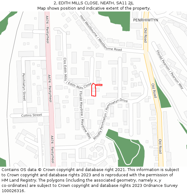 2, EDITH MILLS CLOSE, NEATH, SA11 2JL: Location map and indicative extent of plot