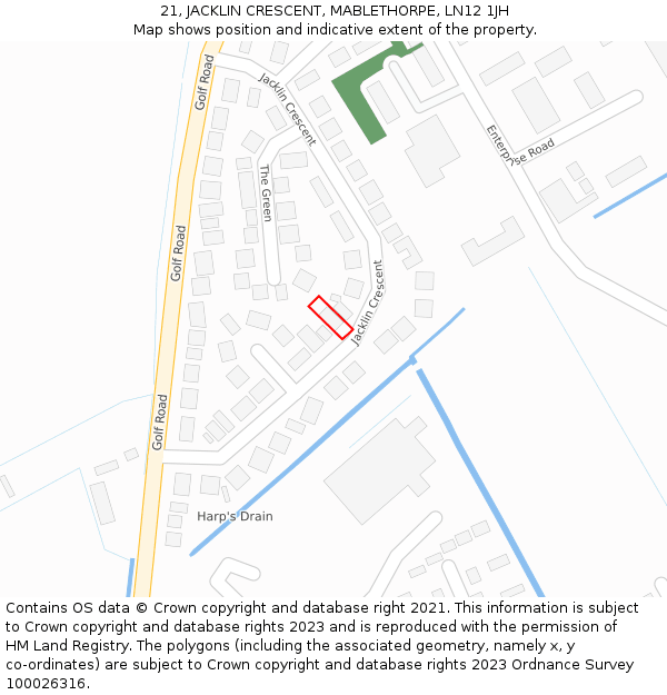 21, JACKLIN CRESCENT, MABLETHORPE, LN12 1JH: Location map and indicative extent of plot