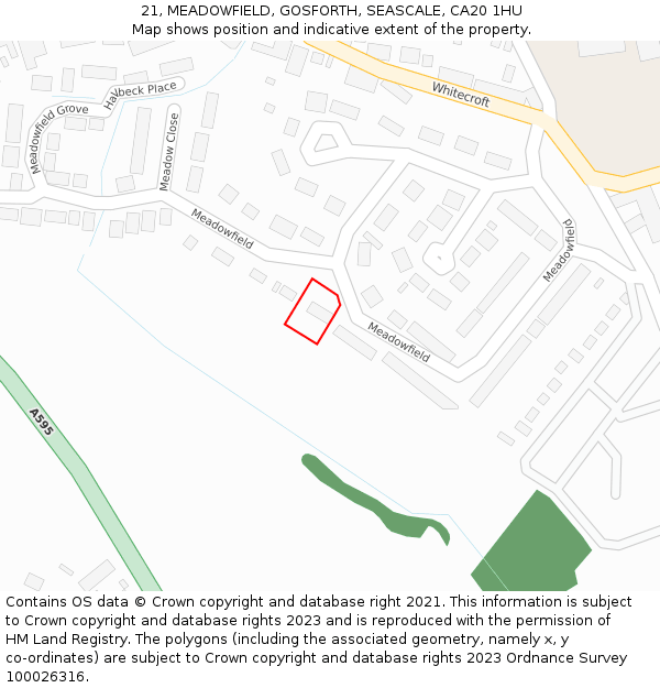 21, MEADOWFIELD, GOSFORTH, SEASCALE, CA20 1HU: Location map and indicative extent of plot