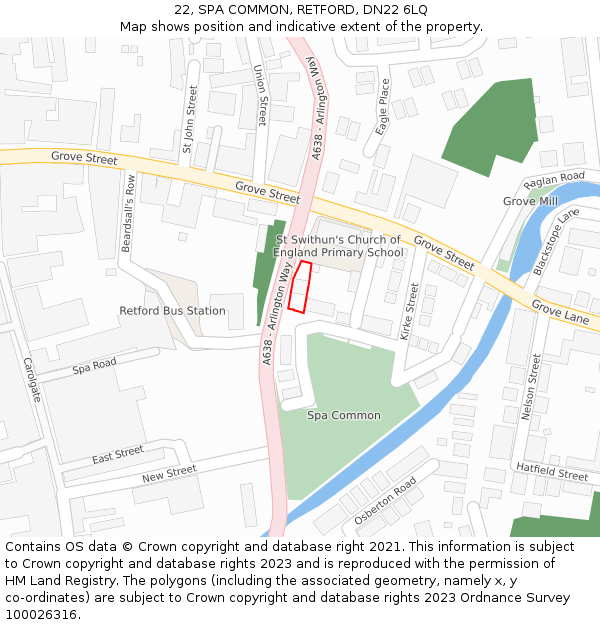 22, SPA COMMON, RETFORD, DN22 6LQ: Location map and indicative extent of plot