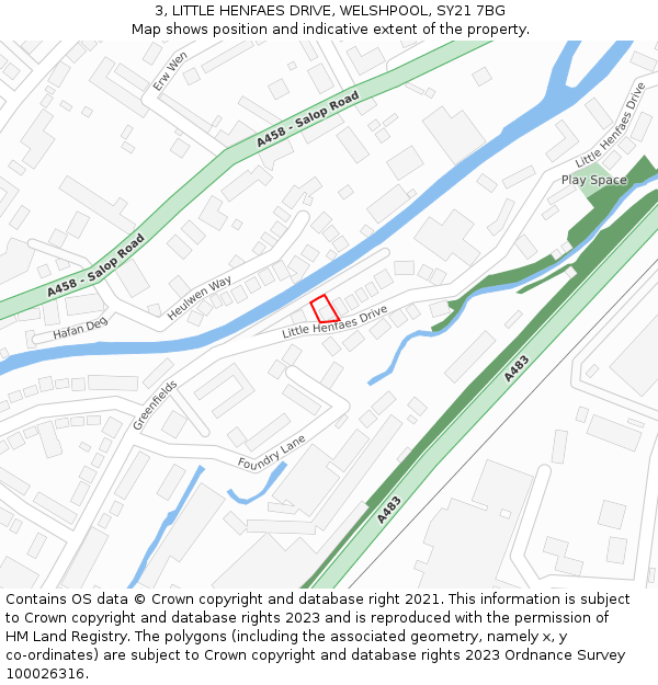 3, LITTLE HENFAES DRIVE, WELSHPOOL, SY21 7BG: Location map and indicative extent of plot