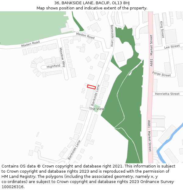 36, BANKSIDE LANE, BACUP, OL13 8HJ: Location map and indicative extent of plot