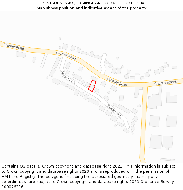37, STADEN PARK, TRIMINGHAM, NORWICH, NR11 8HX: Location map and indicative extent of plot