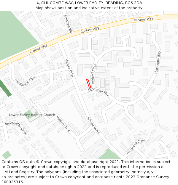 4, CHILCOMBE WAY, LOWER EARLEY, READING, RG6 3DA: Location map and indicative extent of plot
