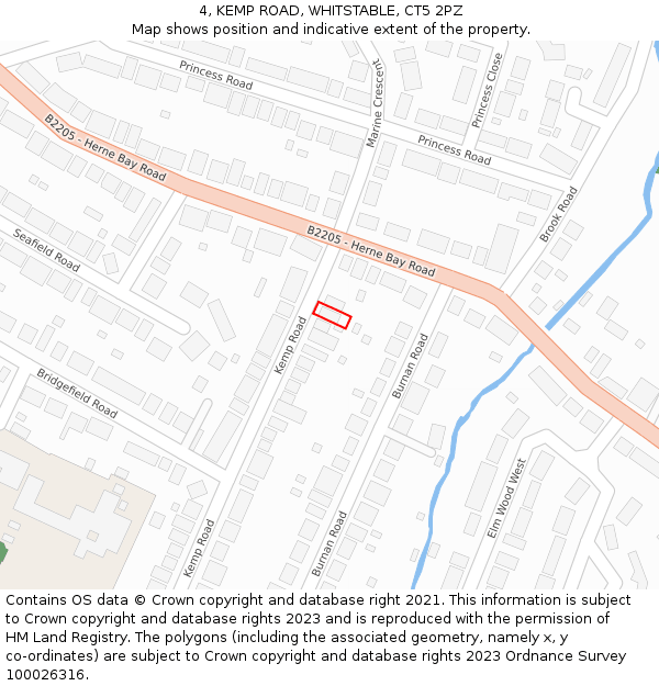 4, KEMP ROAD, WHITSTABLE, CT5 2PZ: Location map and indicative extent of plot