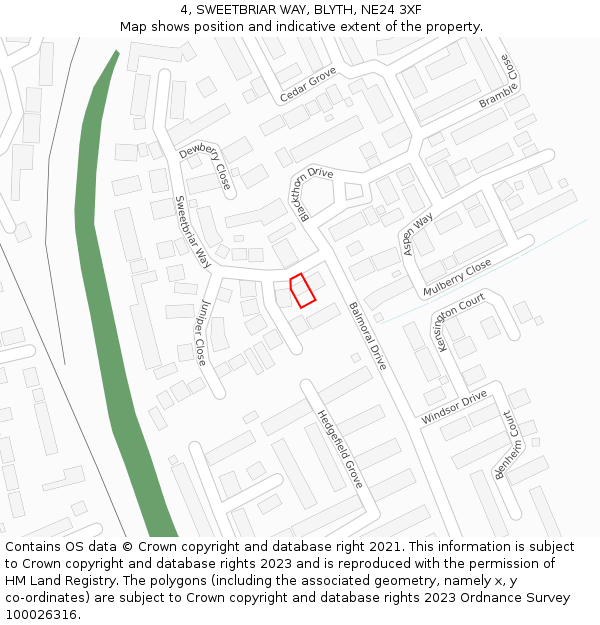 4, SWEETBRIAR WAY, BLYTH, NE24 3XF: Location map and indicative extent of plot