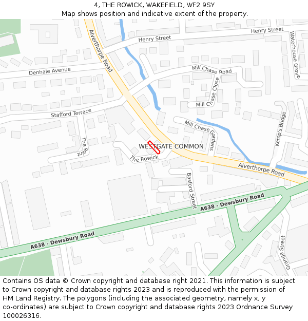 4, THE ROWICK, WAKEFIELD, WF2 9SY: Location map and indicative extent of plot