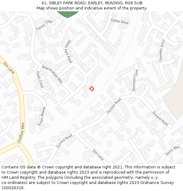 41, SIBLEY PARK ROAD, EARLEY, READING, RG6 5UB: Location map and indicative extent of plot