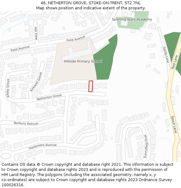 46, NETHERTON GROVE, STOKE-ON-TRENT, ST2 7NL: Location map and indicative extent of plot