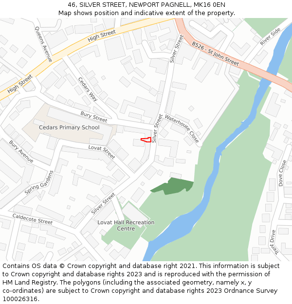 46, SILVER STREET, NEWPORT PAGNELL, MK16 0EN: Location map and indicative extent of plot