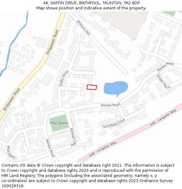48, SAFFIN DRIVE, BATHPOOL, TAUNTON, TA2 8DP: Location map and indicative extent of plot