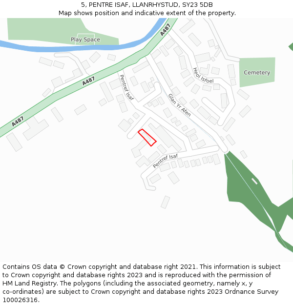 5, PENTRE ISAF, LLANRHYSTUD, SY23 5DB: Location map and indicative extent of plot