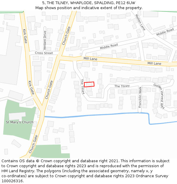 5, THE TILNEY, WHAPLODE, SPALDING, PE12 6UW: Location map and indicative extent of plot