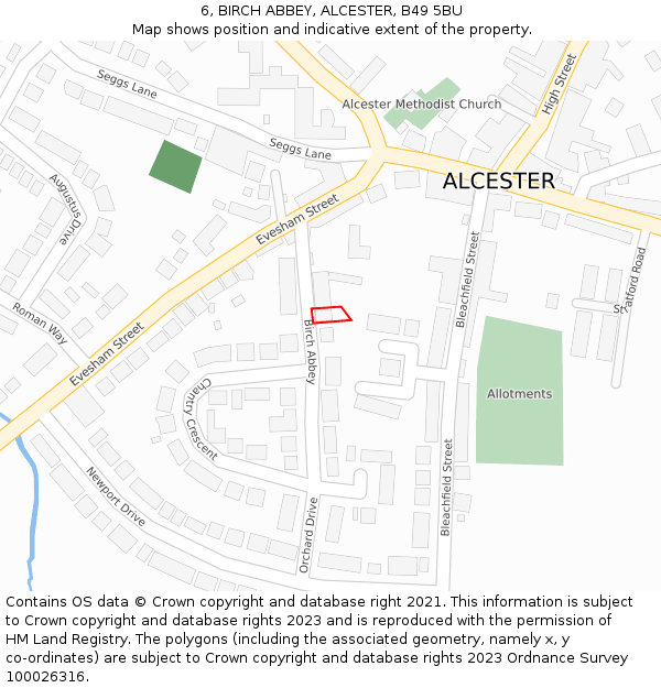 6, BIRCH ABBEY, ALCESTER, B49 5BU: Location map and indicative extent of plot