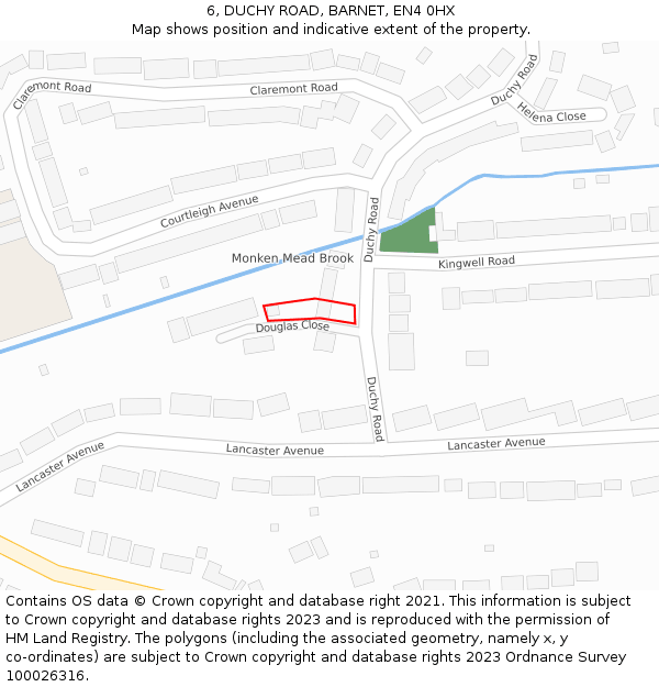 6, DUCHY ROAD, BARNET, EN4 0HX: Location map and indicative extent of plot