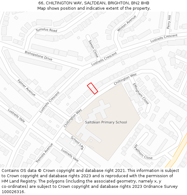 66, CHILTINGTON WAY, SALTDEAN, BRIGHTON, BN2 8HB: Location map and indicative extent of plot