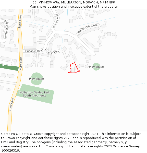 66, MINNOW WAY, MULBARTON, NORWICH, NR14 8FP: Location map and indicative extent of plot