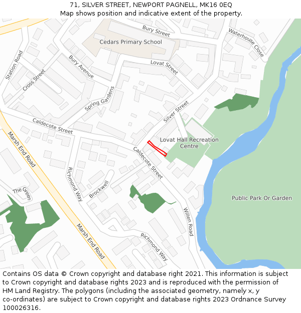 71, SILVER STREET, NEWPORT PAGNELL, MK16 0EQ: Location map and indicative extent of plot