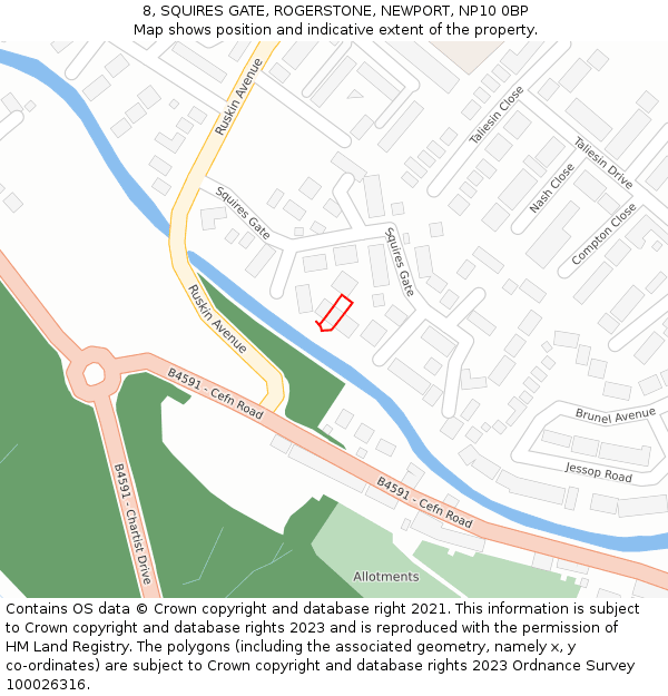 8, SQUIRES GATE, ROGERSTONE, NEWPORT, NP10 0BP: Location map and indicative extent of plot