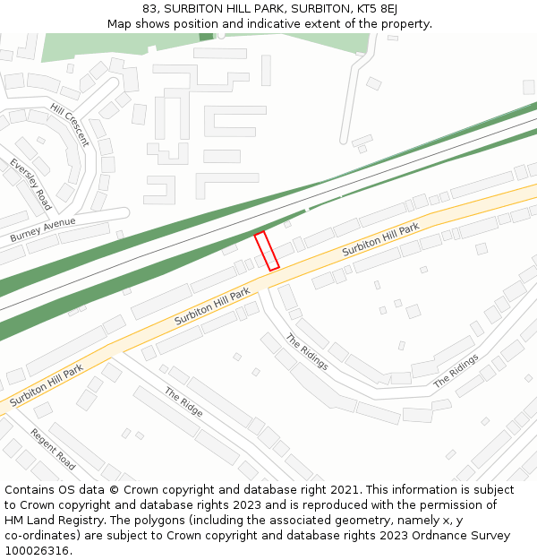 83, SURBITON HILL PARK, SURBITON, KT5 8EJ: Location map and indicative extent of plot