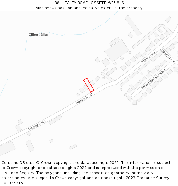 88, HEALEY ROAD, OSSETT, WF5 8LS: Location map and indicative extent of plot