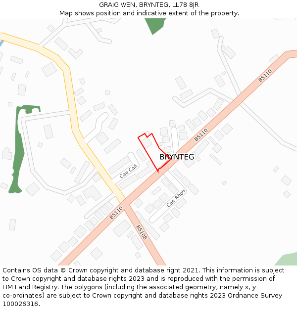 GRAIG WEN, BRYNTEG, LL78 8JR: Location map and indicative extent of plot