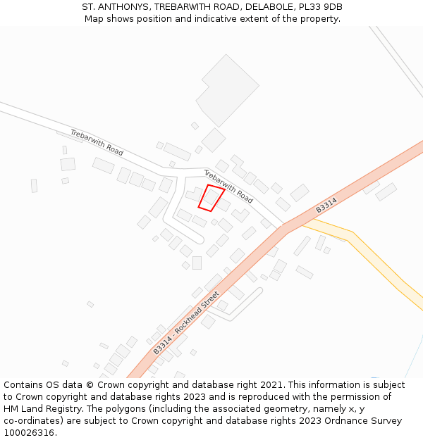 ST. ANTHONYS, TREBARWITH ROAD, DELABOLE, PL33 9DB: Location map and indicative extent of plot