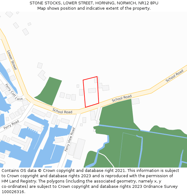 STONE STOCKS, LOWER STREET, HORNING, NORWICH, NR12 8PU: Location map and indicative extent of plot