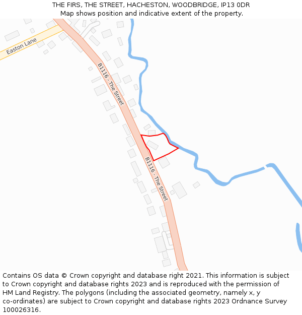 THE FIRS, THE STREET, HACHESTON, WOODBRIDGE, IP13 0DR: Location map and indicative extent of plot