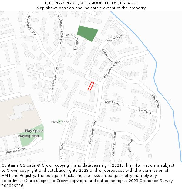 1, POPLAR PLACE, WHINMOOR, LEEDS, LS14 2FG: Location map and indicative extent of plot