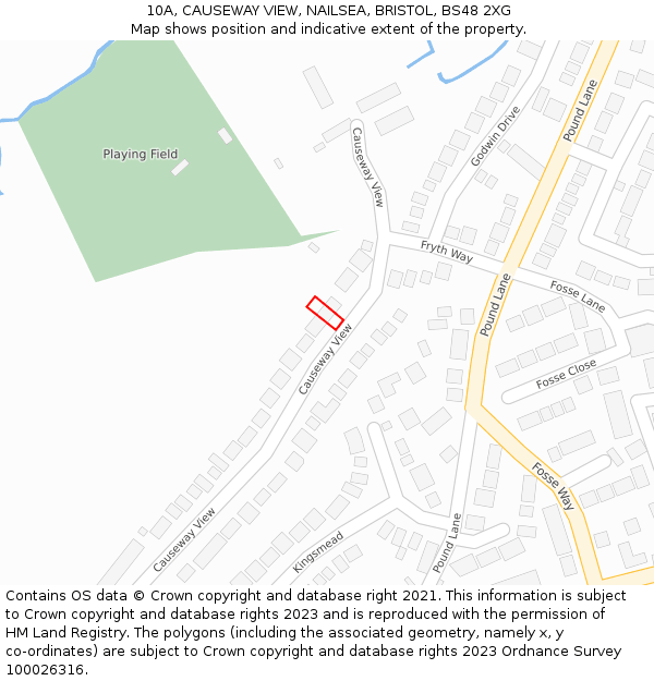 10A, CAUSEWAY VIEW, NAILSEA, BRISTOL, BS48 2XG: Location map and indicative extent of plot