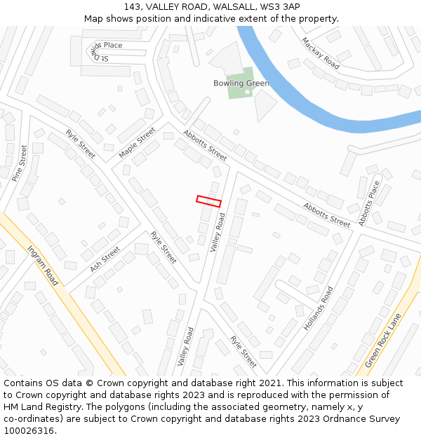 143, VALLEY ROAD, WALSALL, WS3 3AP: Location map and indicative extent of plot
