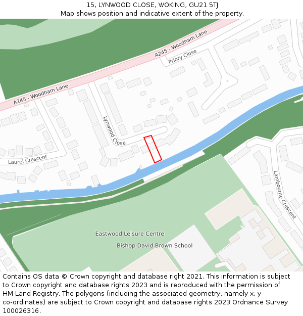 15, LYNWOOD CLOSE, WOKING, GU21 5TJ: Location map and indicative extent of plot