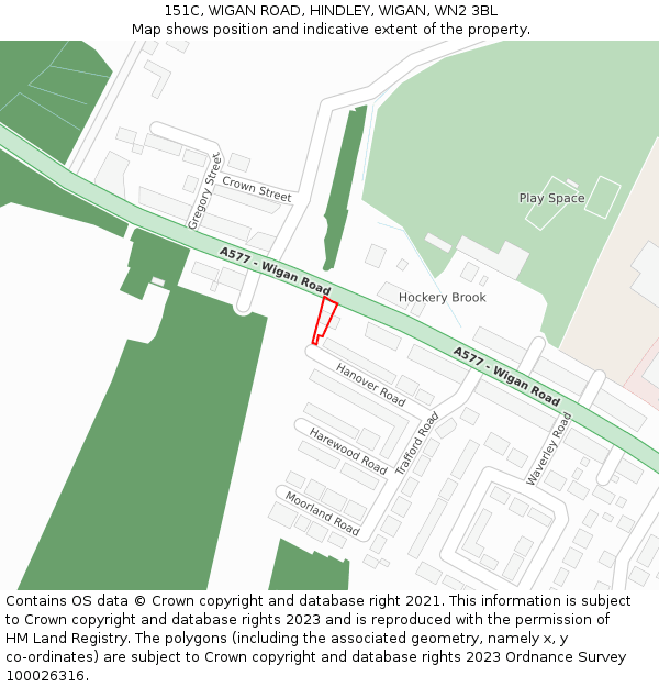 151C, WIGAN ROAD, HINDLEY, WIGAN, WN2 3BL: Location map and indicative extent of plot