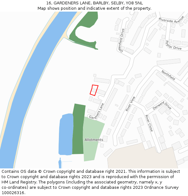 16, GARDENERS LANE, BARLBY, SELBY, YO8 5NL: Location map and indicative extent of plot