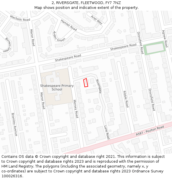 2, RIVERSGATE, FLEETWOOD, FY7 7NZ: Location map and indicative extent of plot