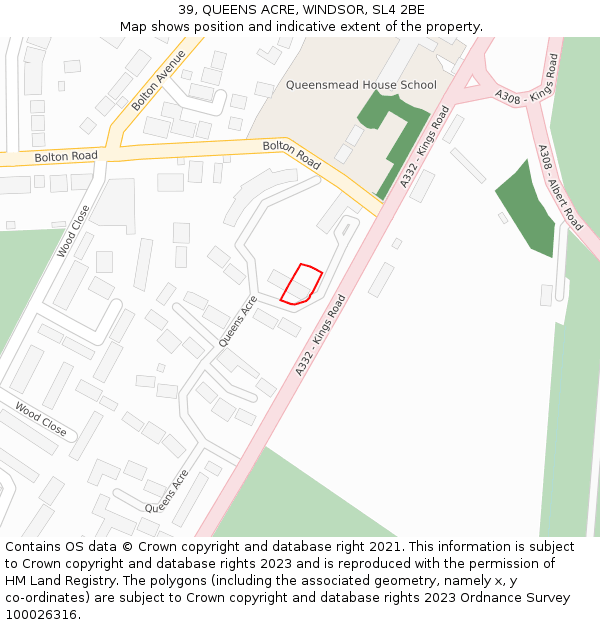 39, QUEENS ACRE, WINDSOR, SL4 2BE: Location map and indicative extent of plot
