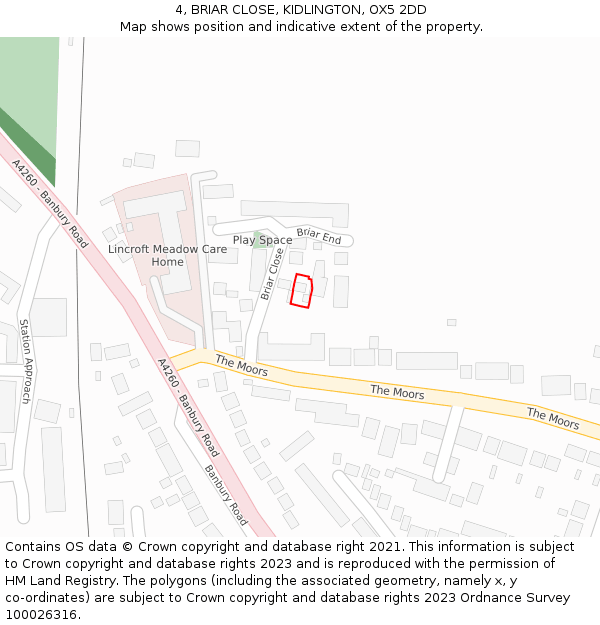 4, BRIAR CLOSE, KIDLINGTON, OX5 2DD: Location map and indicative extent of plot