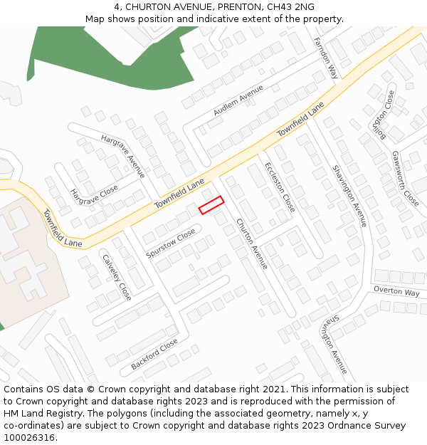 4, CHURTON AVENUE, PRENTON, CH43 2NG: Location map and indicative extent of plot