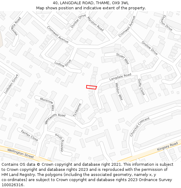 40, LANGDALE ROAD, THAME, OX9 3WL: Location map and indicative extent of plot