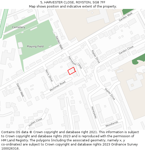 5, HARVESTER CLOSE, ROYSTON, SG8 7FF: Location map and indicative extent of plot