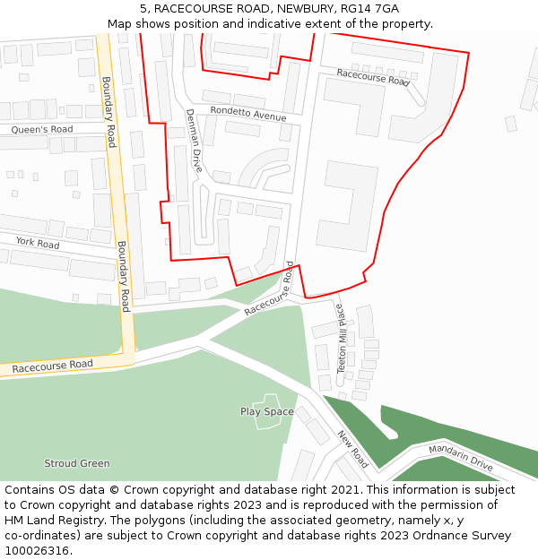 5, RACECOURSE ROAD, NEWBURY, RG14 7GA: Location map and indicative extent of plot
