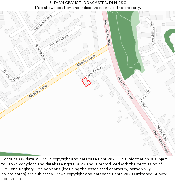 6, FARM GRANGE, DONCASTER, DN4 9SG: Location map and indicative extent of plot