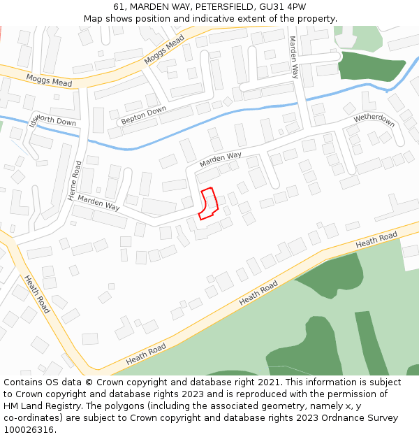 61, MARDEN WAY, PETERSFIELD, GU31 4PW: Location map and indicative extent of plot