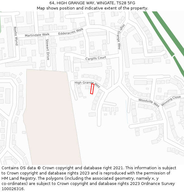 64, HIGH GRANGE WAY, WINGATE, TS28 5FG: Location map and indicative extent of plot