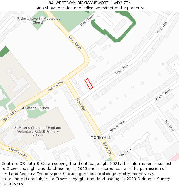 84, WEST WAY, RICKMANSWORTH, WD3 7EN: Location map and indicative extent of plot