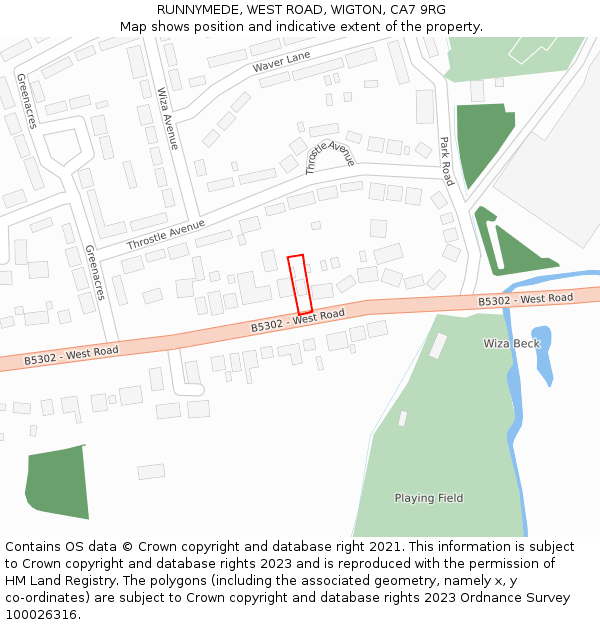 RUNNYMEDE, WEST ROAD, WIGTON, CA7 9RG: Location map and indicative extent of plot