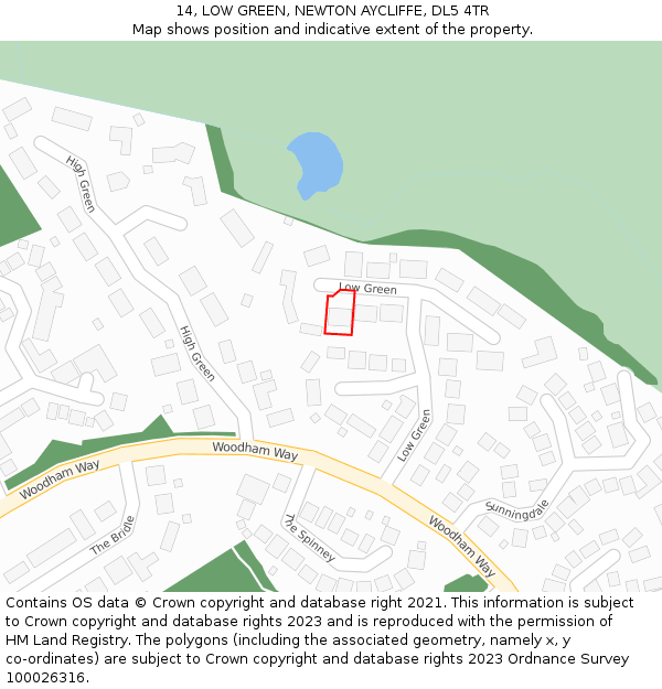 14, LOW GREEN, NEWTON AYCLIFFE, DL5 4TR: Location map and indicative extent of plot