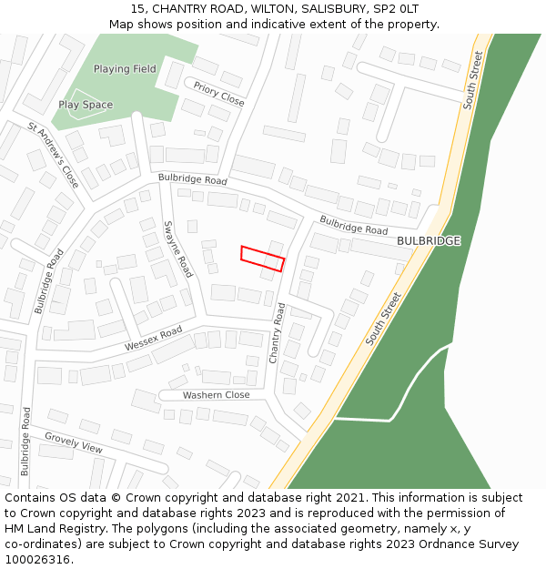 15, CHANTRY ROAD, WILTON, SALISBURY, SP2 0LT: Location map and indicative extent of plot